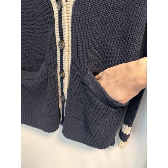 Abercrombie & Fitch | Women’s Cardigan Knit Sweater V-Neck Button Navy- Small - Picture 3 of 6